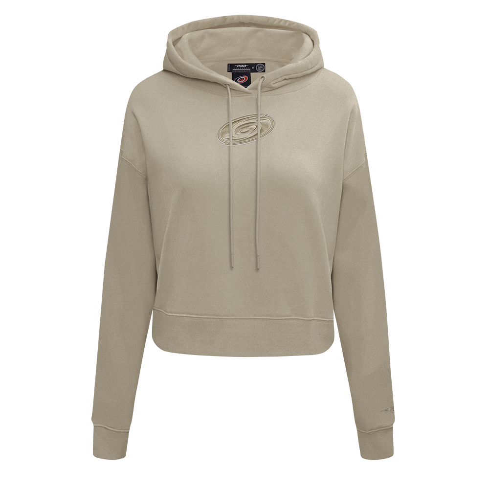 NHL CAROLINA HURRICANES NEUTRAL WOMEN'S CROPPED PULLOVER HOODIE (TAUPE)