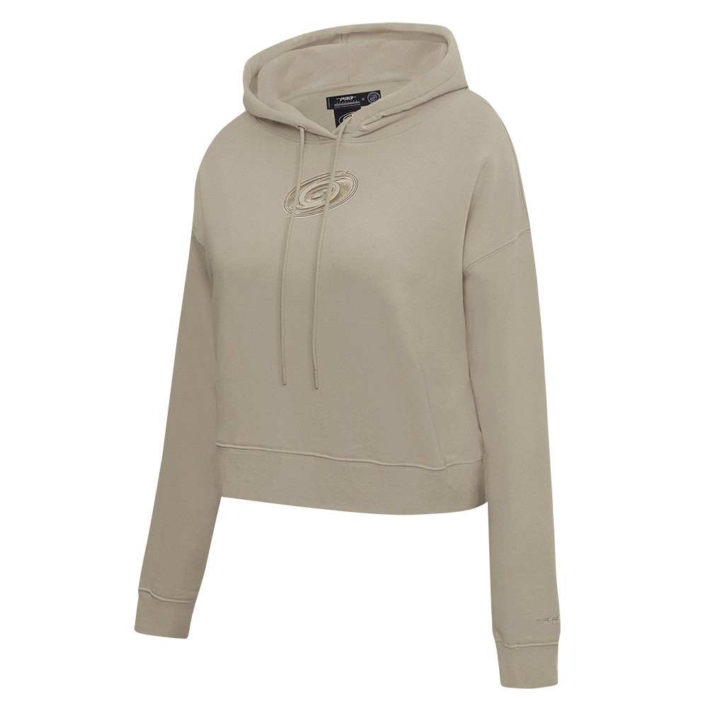 NHL CAROLINA HURRICANES NEUTRAL WOMEN'S CROPPED PULLOVER HOODIE (TAUPE)
