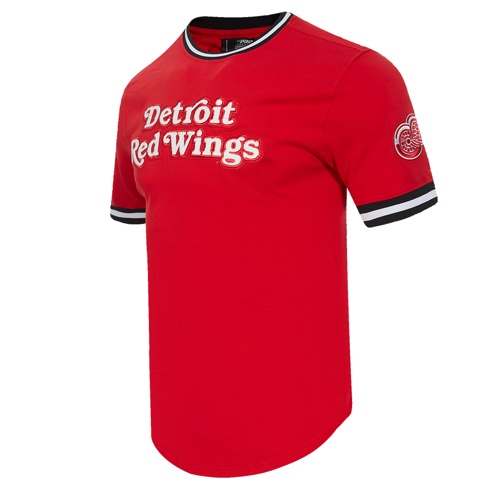 NHL DETROIT RED WINGS CLASSIC CHENILLE T-SHIRT EN MAILLE DOUBLE POUR HOMME (ROUGE/NOIR)