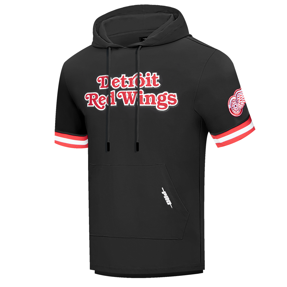 NHL DETROIT RED WINGS CLASSIC CHENILLE MEN'S DK SS PO HOODIE (BLACK/RED)