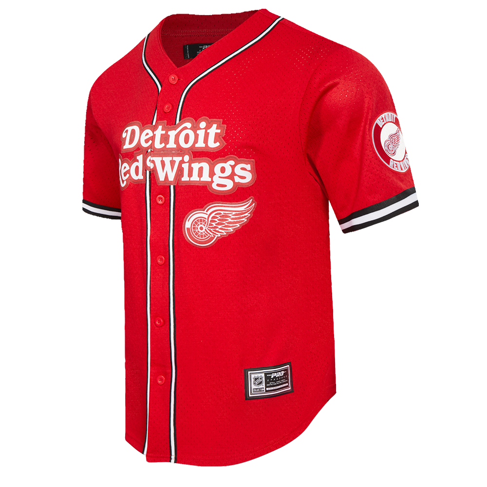 NHL DETROIT RED WINGS CLASSIC MEN'S  MESH BUTTON DOWN SHIRT (RED/BLACK)