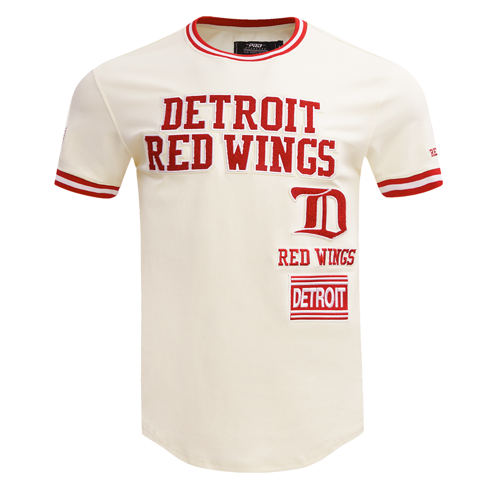 NHL DETROIT RED WINGS RETRO CLASSIC T-SHIRT EN MAILLE DOUBLE POUR HOMME (COQUILLE D'ŒUF/ROUGE)