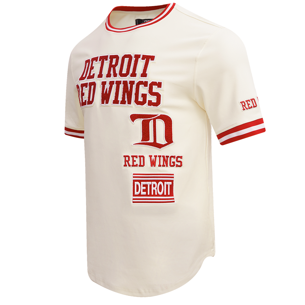NHL DETROIT RED WINGS RETRO CLASSIC T-SHIRT EN MAILLE DOUBLE POUR HOMME (COQUILLE D'ŒUF/ROUGE)