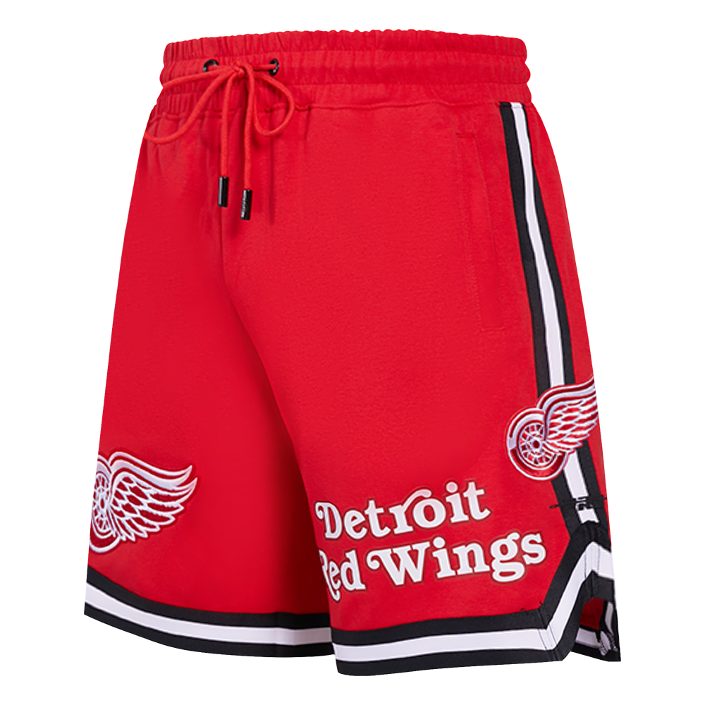 NHL DETROIT RED WINGS CLASSIC CHENILLE SHORT EN MAILLE DOUBLE POUR HOMME (ROUGE/NOIR)