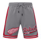 NHL DETROIT RED WINGS SCRIPT TAIL SHORT EN MAILLE DOUBLE 2.0 POUR HOMME (GRIS/ROUGE)