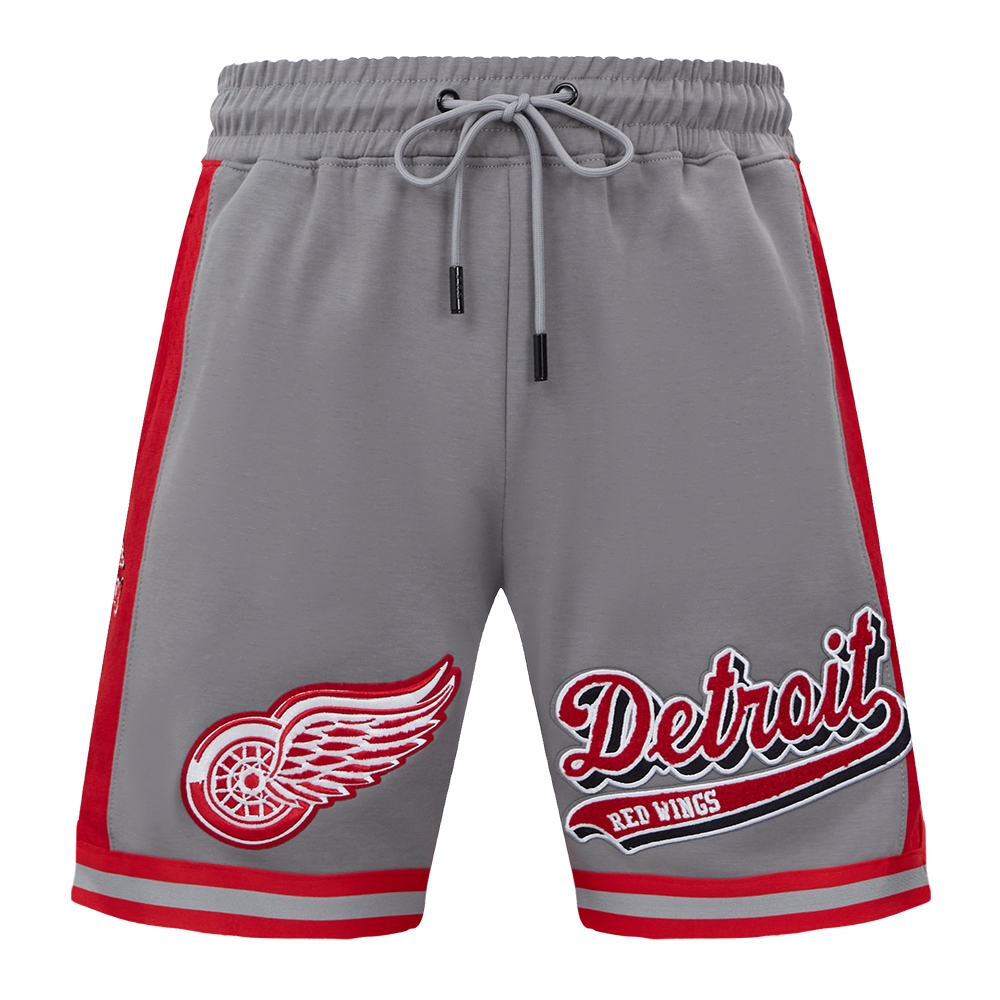 NHL DETROIT RED WINGS SCRIPT TAIL SHORT EN MAILLE DOUBLE 2.0 POUR HOMME (GRIS/ROUGE)