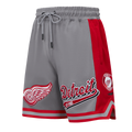 NHL DETROIT RED WINGS SCRIPT TAIL SHORT EN MAILLE DOUBLE 2.0 POUR HOMME (GRIS/ROUGE)
