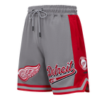 NHL DETROIT RED WINGS SCRIPT TAIL SHORT EN MAILLE DOUBLE 2.0 POUR HOMME (GRIS/ROUGE)