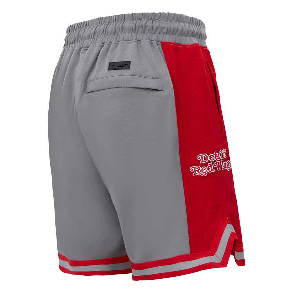 NHL DETROIT RED WINGS SCRIPT TAIL SHORT EN MAILLE DOUBLE 2.0 POUR HOMME (GRIS/ROUGE)