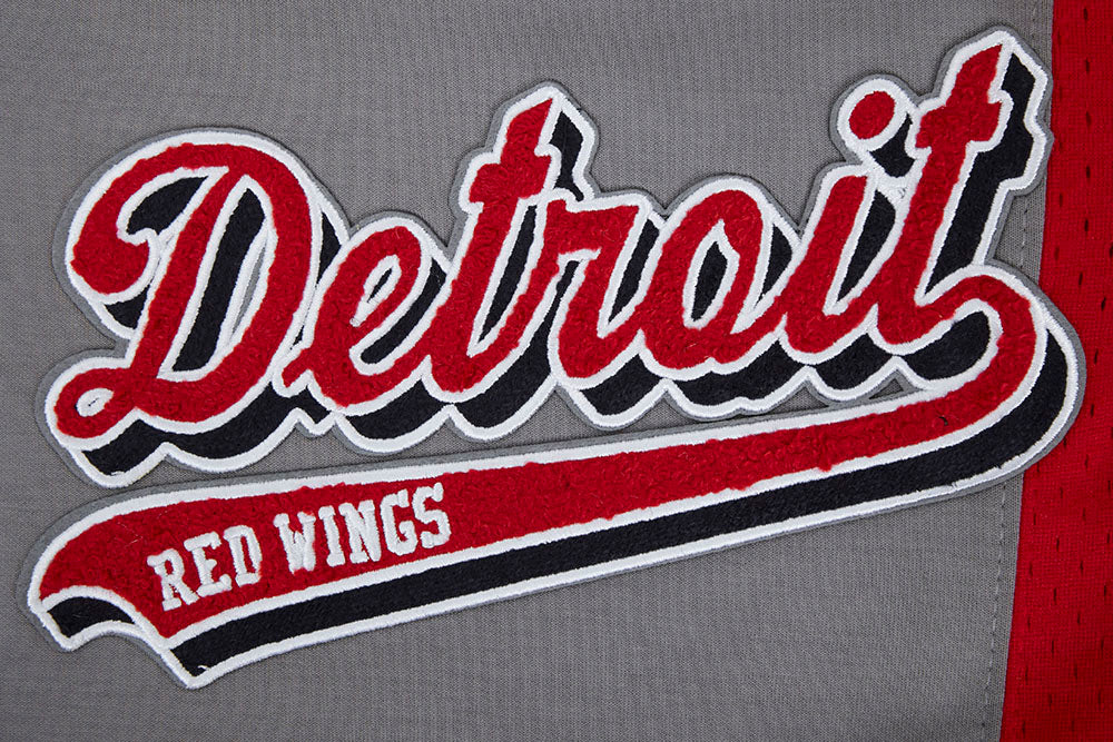 NHL DETROIT RED WINGS SCRIPT TAIL SHORT EN MAILLE DOUBLE 2.0 POUR HOMME (GRIS/ROUGE)