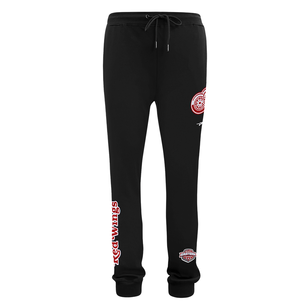 NHL DETROIT RED WINGS CLASSIC CHENILLE PANTALON JOGGER EN MAILLE DOUBLE POUR HOMME (NOIR)