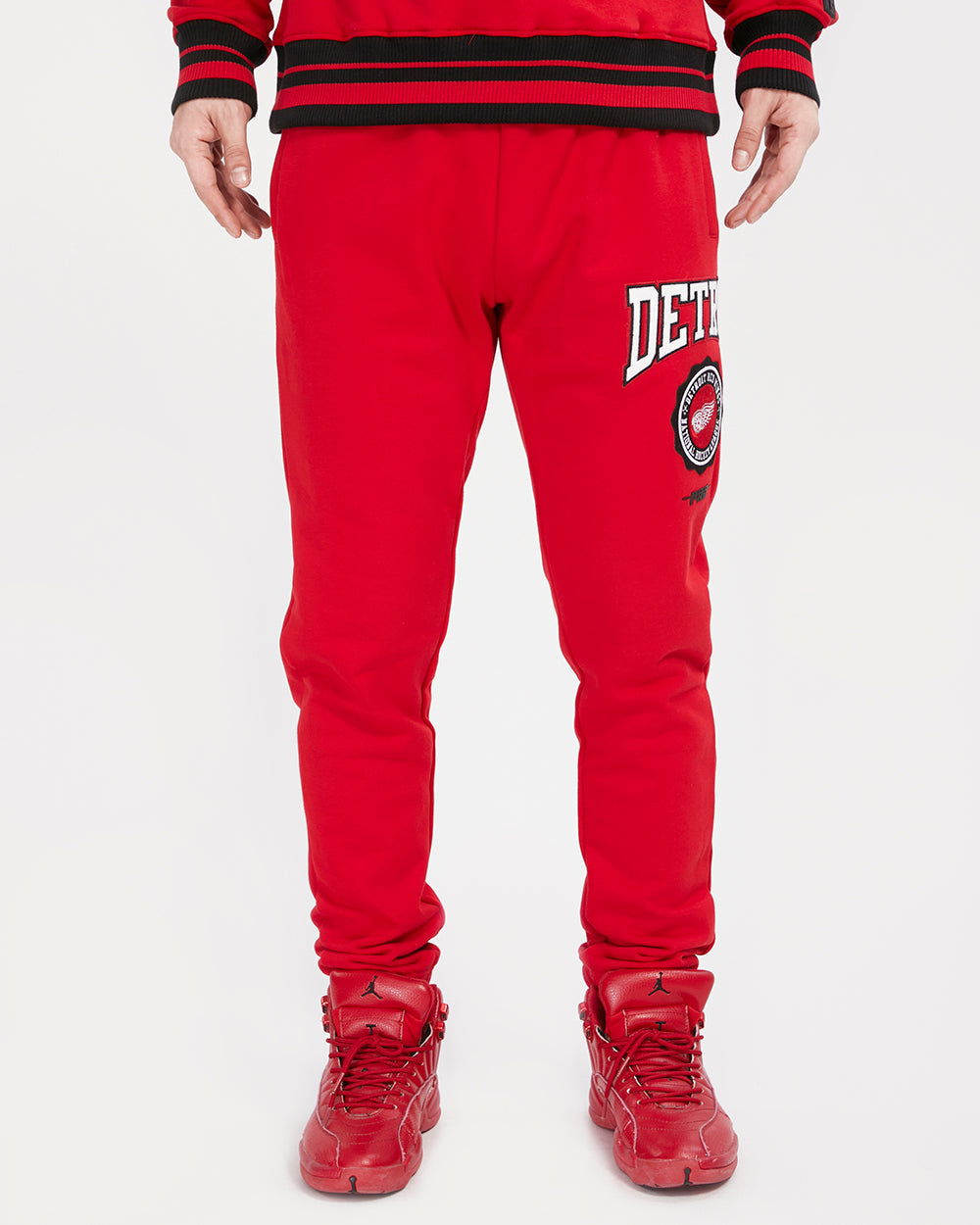 NHL DETROIT RED WINGS CREST EMBLEM MEN'S RIB SWEATPANT (RED/BLACK)