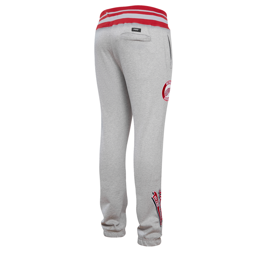 NHL DETROIT RED WINGS SCRIPT TAIL MEN'S RIB FLC SWEATPANT (HEATHER GRAY/RED)