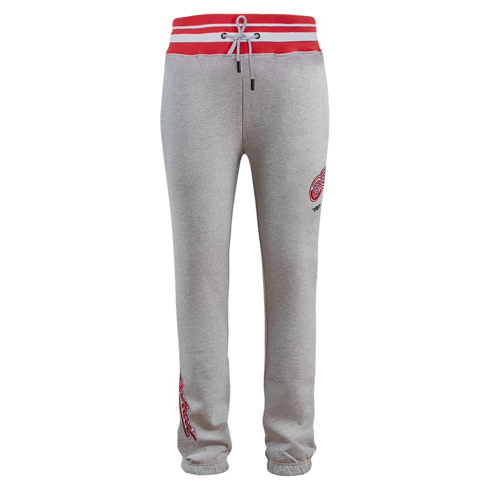 NHL DETROIT RED WINGS SCRIPT TAIL MEN'S RIB FLC SWEATPANT (HEATHER GRAY/RED)