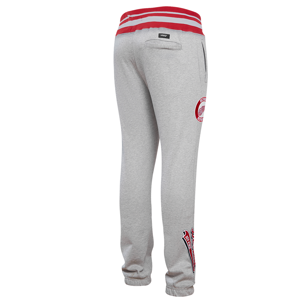 NHL DETROIT RED WINGS SCRIPT TAIL MEN'S RIB FLC SWEATPANT (HEATHER GRAY/RED)