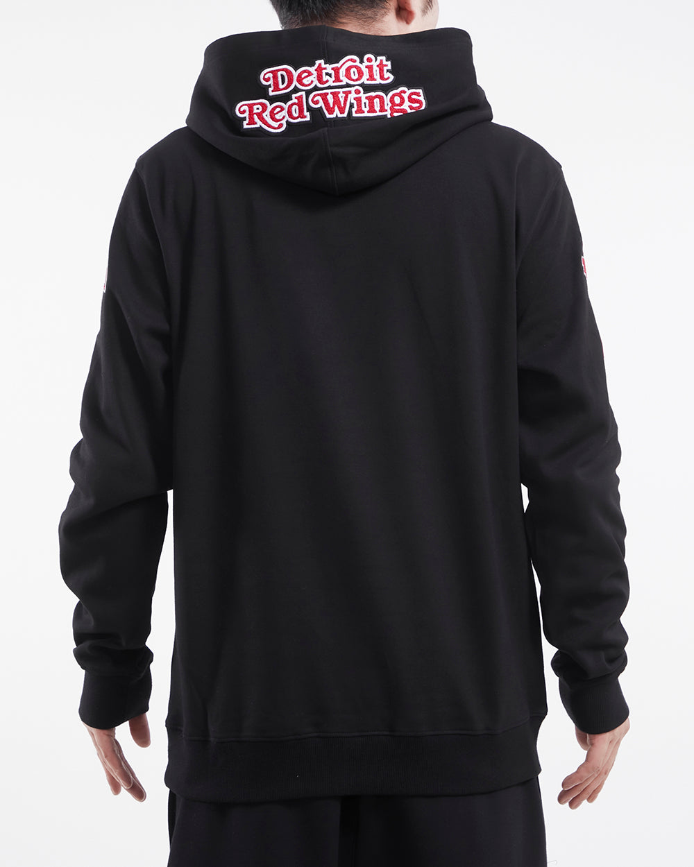 NHL DETROIT RED WINGS CLASSIC CHENILLE MEN'S PULLOVER HOODIE (BLACK)
