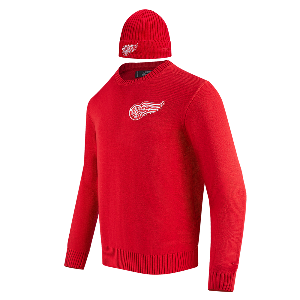 NHL DETROIT RED WINGS KNIT BOX MEN'S SET CREWNECK SWEATER (RED)