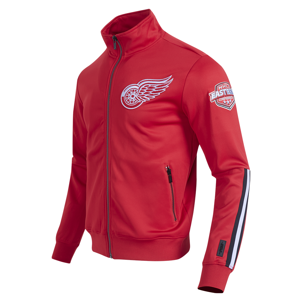 NHL DETROIT RED WINGS CLASSIC CHENILLE MEN'S DK TRACK JACKET (RED/BLACK)