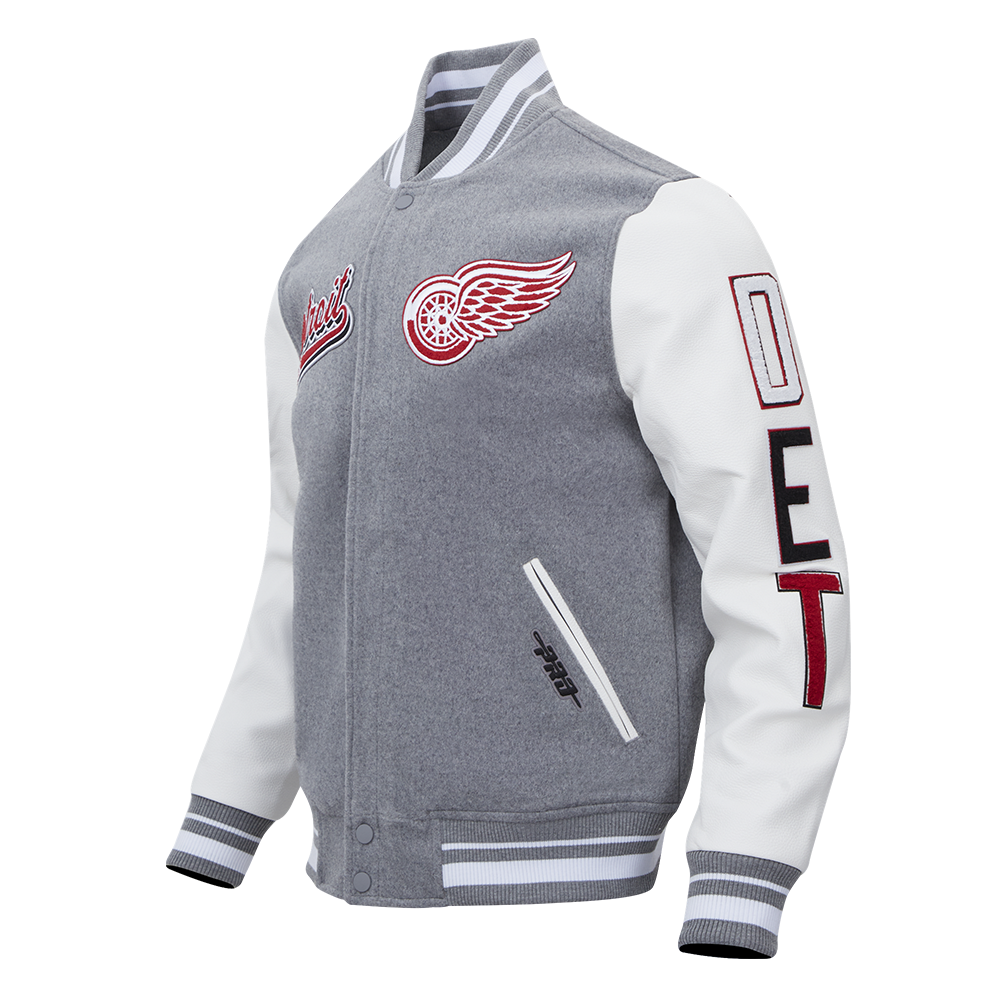 NHL DETROIT RED WINGS SCRIPT TAIL MEN'S RIB WOOL VARSITY (HEATHER GREY/WHITE)