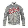 NHL DETROIT RED WINGS SCRIPT TAIL MEN'S SATIN JACKET (GRAY)