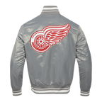 NHL DETROIT RED WINGS SCRIPT TAIL MEN'S SATIN JACKET (GRAY)