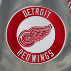 NHL DETROIT RED WINGS SCRIPT TAIL MEN'S SATIN JACKET (GRAY)