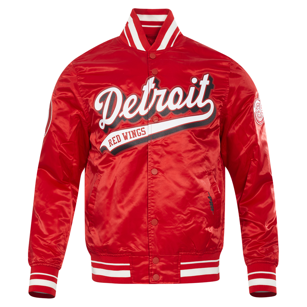 NHL DETROIT RED WINGS SCRIPT TAIL VESTE EN SATIN POUR HOMME POUR HOMME (ROUGE)