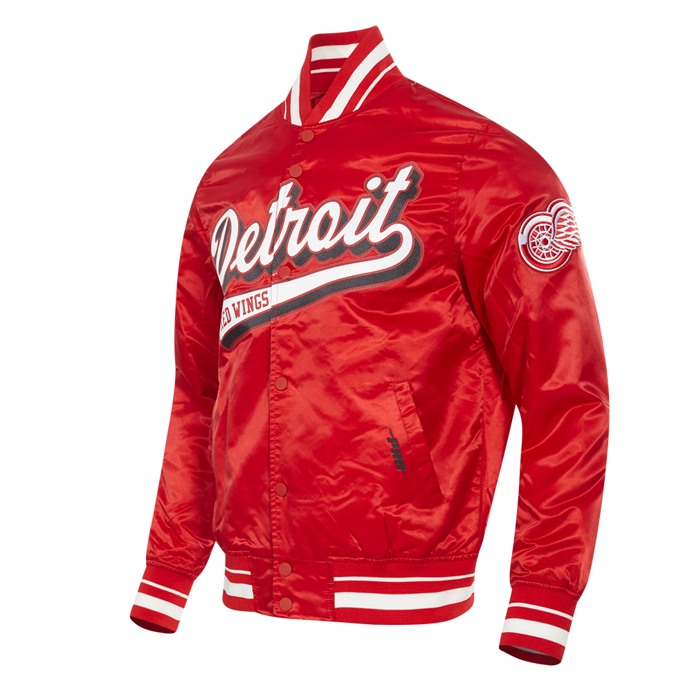 NHL DETROIT RED WINGS SCRIPT TAIL VESTE EN SATIN POUR HOMME POUR HOMME (ROUGE)