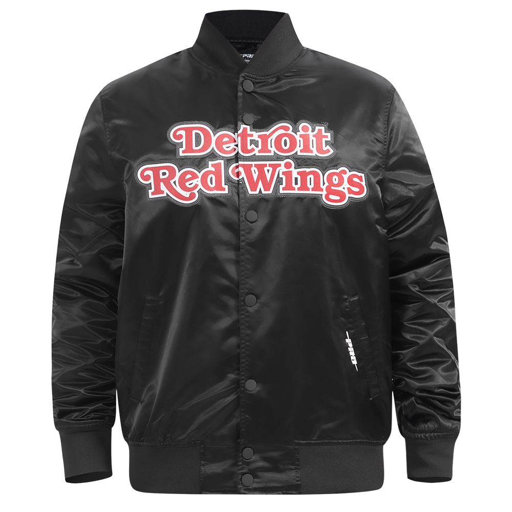 NHL DETROIT RED WINGS CLASSIC MEN'S  SATIN MEN'S JACKET (BLACK)