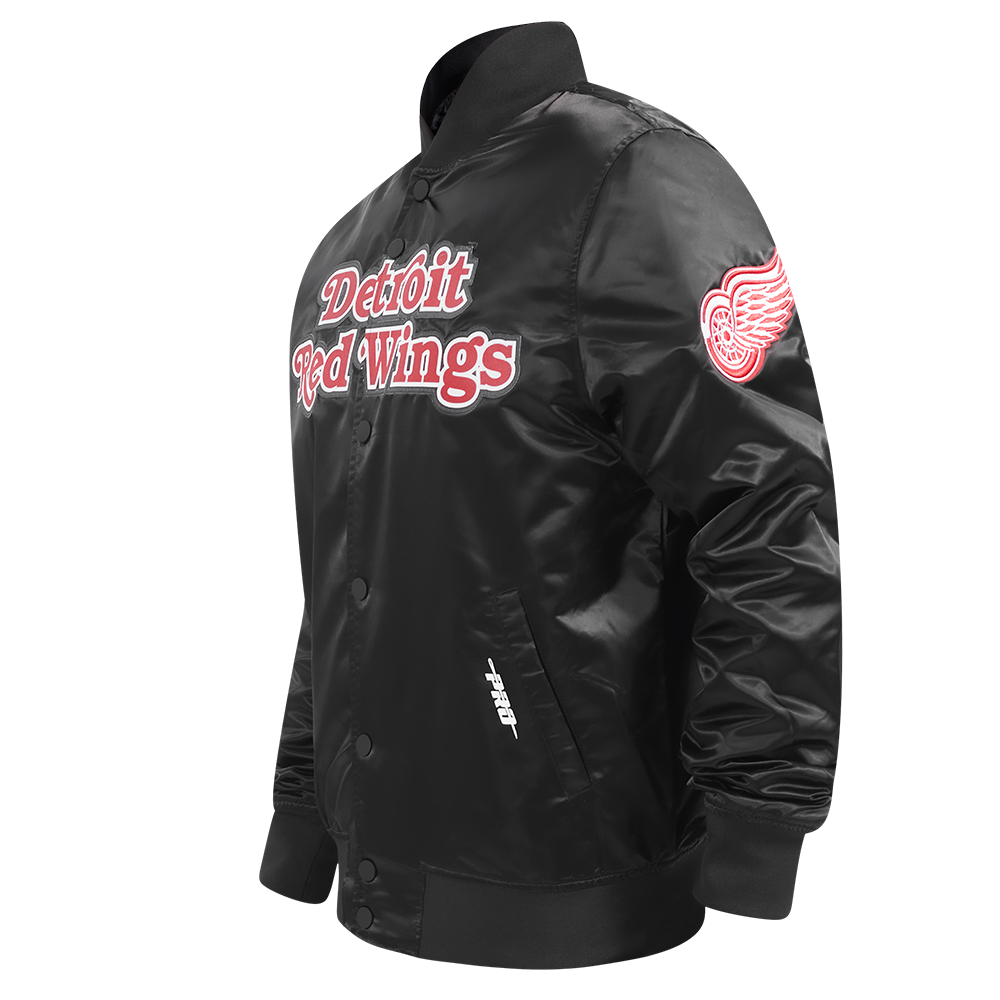 NHL DETROIT RED WINGS CLASSIC MEN'S  SATIN MEN'S JACKET (BLACK)