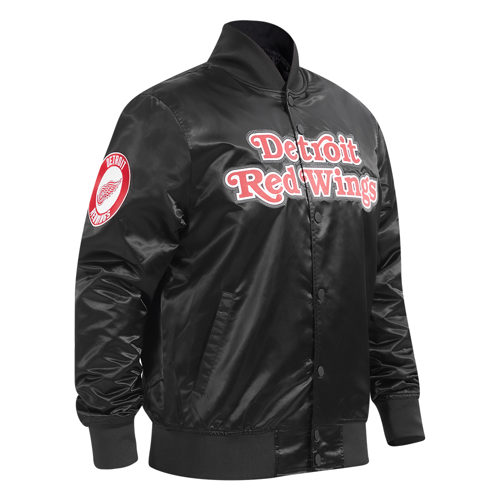 NHL DETROIT RED WINGS CLASSIC MEN'S  SATIN MEN'S JACKET (BLACK)