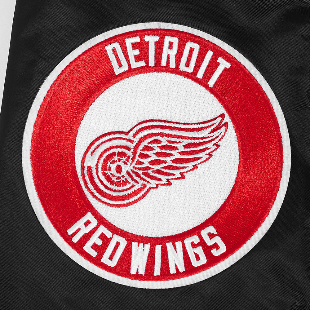 NHL DETROIT RED WINGS CLASSIC MEN'S  SATIN MEN'S JACKET (BLACK)