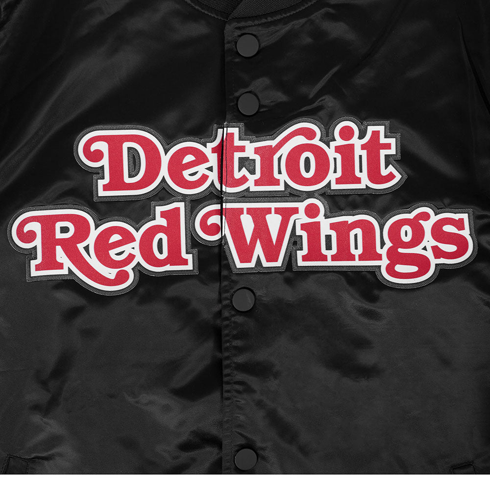 NHL DETROIT RED WINGS CLASSIC MEN'S  SATIN MEN'S JACKET (BLACK)