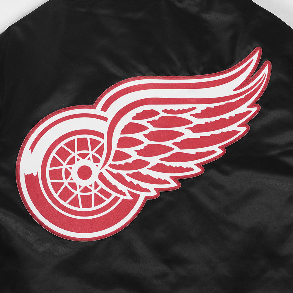 NHL DETROIT RED WINGS CLASSIC MEN'S  SATIN MEN'S JACKET (BLACK)