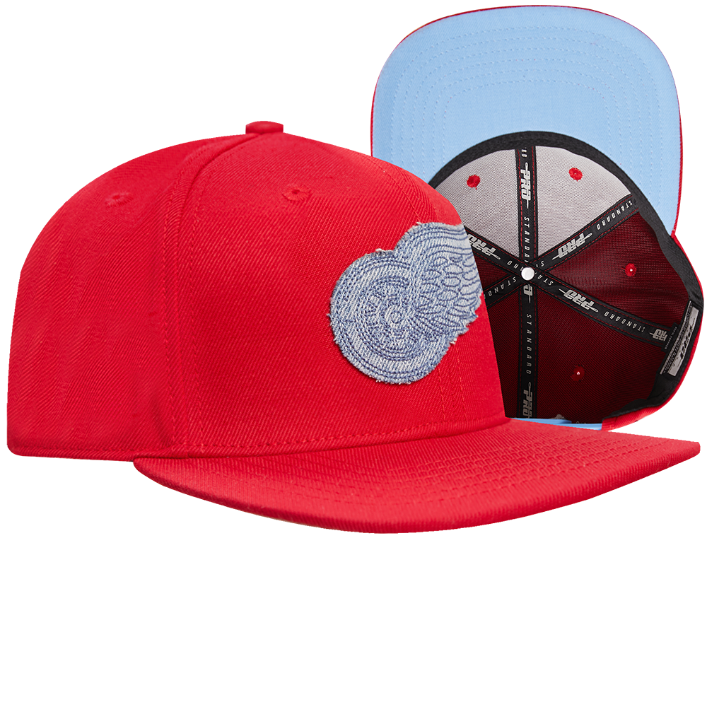 NHL DETROIT RED WINGS VARSITY BLUES UNISEX WOOL SNAPBACK HAT (RED)