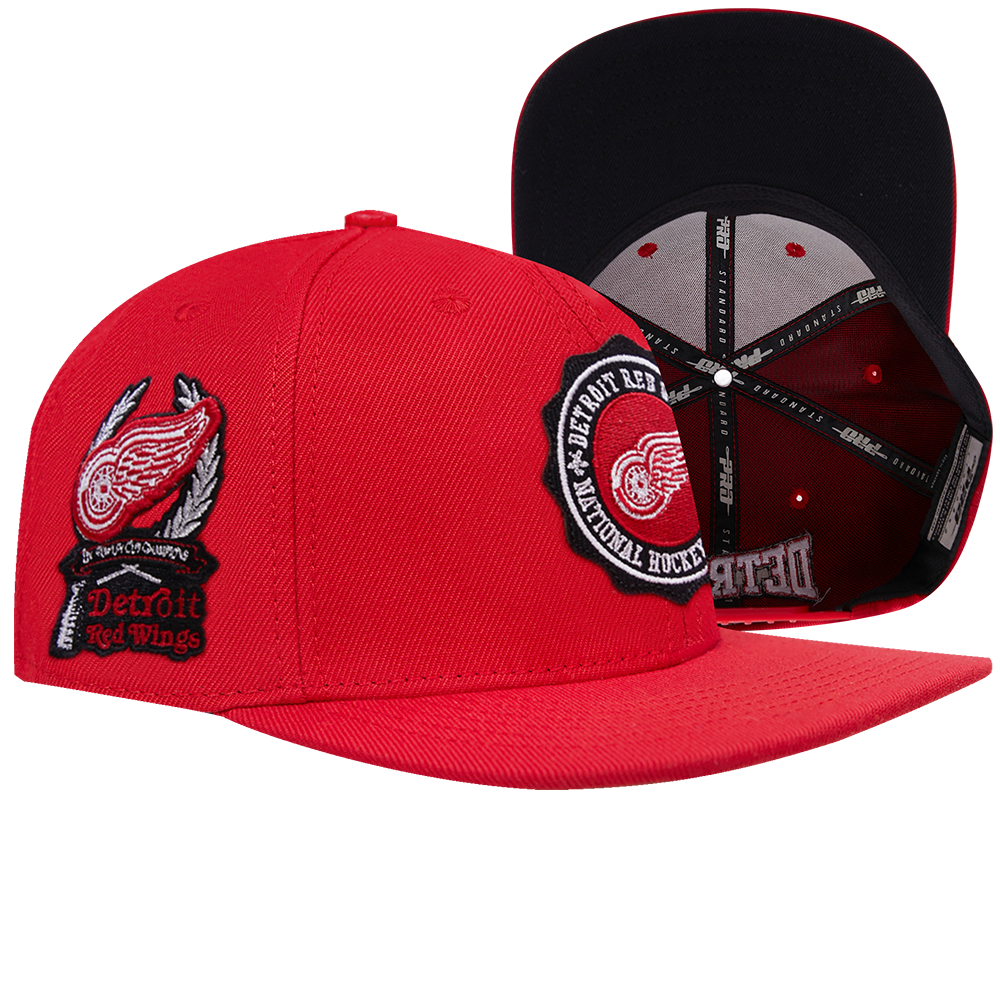 NHL DETROIT RED WINGS CREST EMBLEM UNISEX WOOL SNAPBACK HAT (RED)
