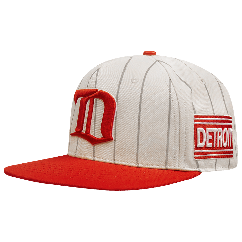 NHL DETROIT RED WINGS PINSTRIPE RETRO CLASSIC LOGO WOOL SNAPBACK (EGGSHELL/ GREY)