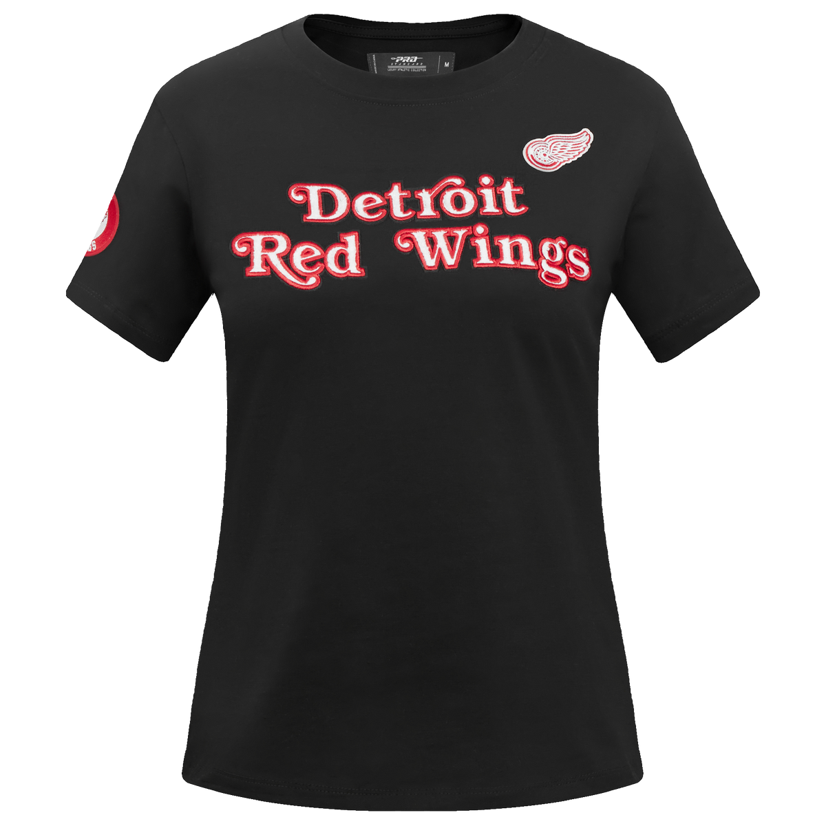 NHL DETROIT RED WINGS CLASSIC T-SHIRT AJUSTÉ EN JERSEY SIMPLE À MANCHES COURTES POUR FEMME (NOIR)