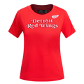 NHL DETROIT RED WINGS CLASSIC SHORT SLEEVE WOMEN'S SINGLE JERSEY SLIM FIT TEE (RED)