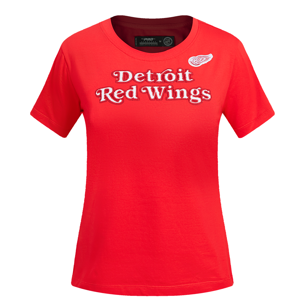 NHL DETROIT RED WINGS CLASSIC SHORT SLEEVE WOMEN'S SINGLE JERSEY SLIM FIT TEE (RED)