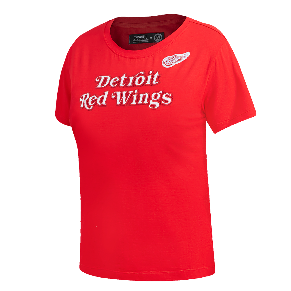 NHL DETROIT RED WINGS CLASSIC SHORT SLEEVE WOMEN'S SINGLE JERSEY SLIM FIT TEE (RED)