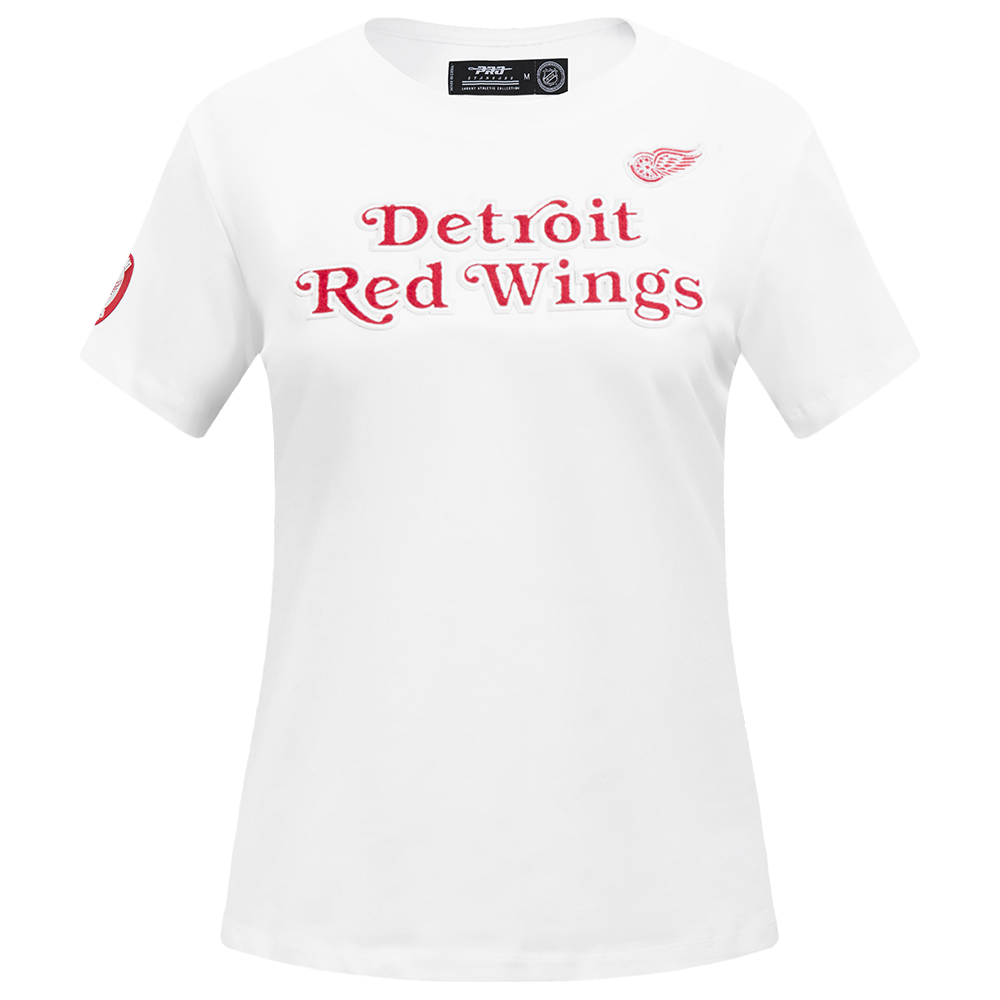 NHL DETROIT RED WINGS CLASSIC T-SHIRT AJUSTÉ EN JERSEY SIMPLE À MANCHES COURTES POUR FEMME (BLANC)