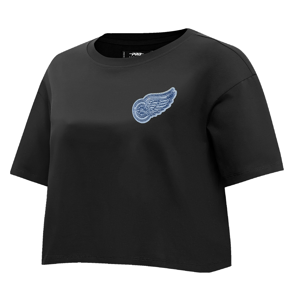 NHL DETROIT RED WINGS VARSITY BLUES WOMEN'S BOXY TEE (BLACK)
