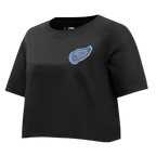 NHL DETROIT RED WINGS VARSITY BLUES WOMEN'S BOXY TEE (BLACK)