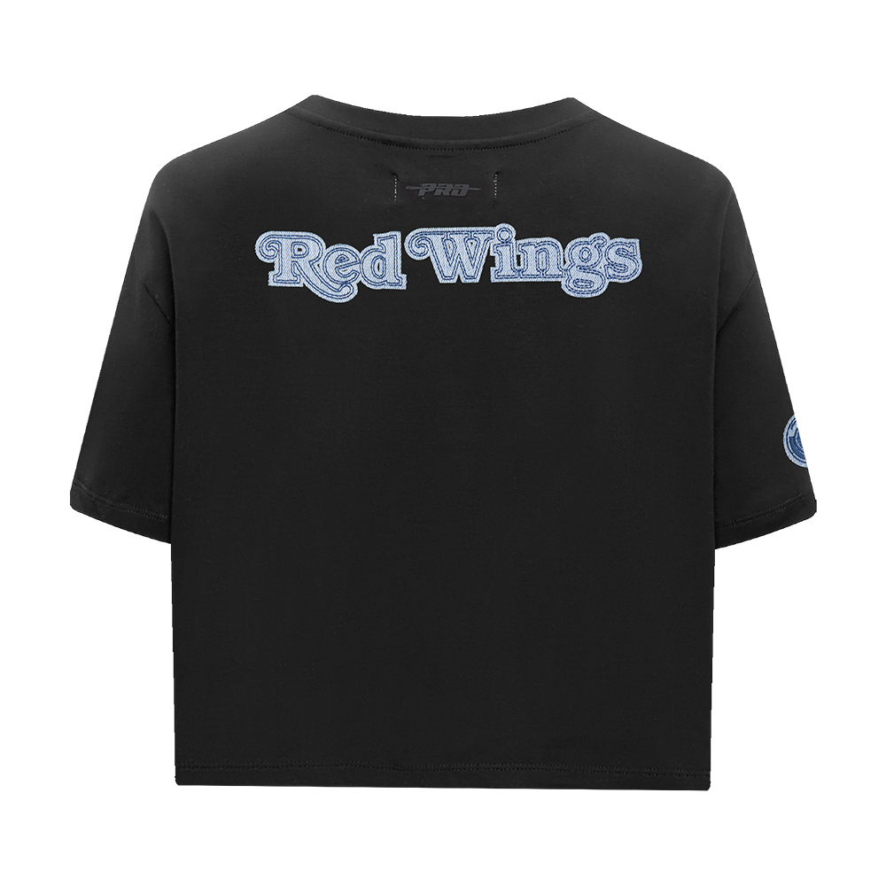 NHL DETROIT RED WINGS VARSITY BLUES WOMEN'S BOXY TEE (BLACK)