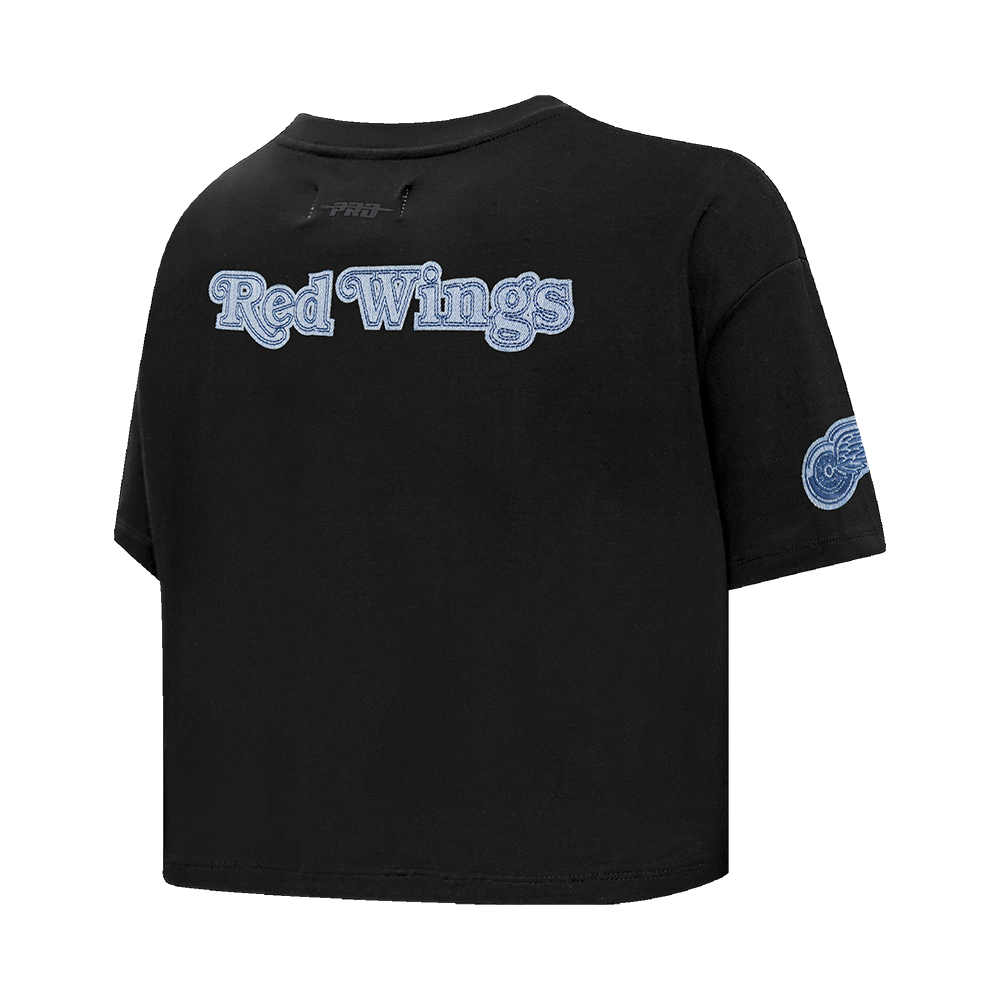 NHL DETROIT RED WINGS VARSITY BLUES WOMEN'S BOXY TEE (BLACK)