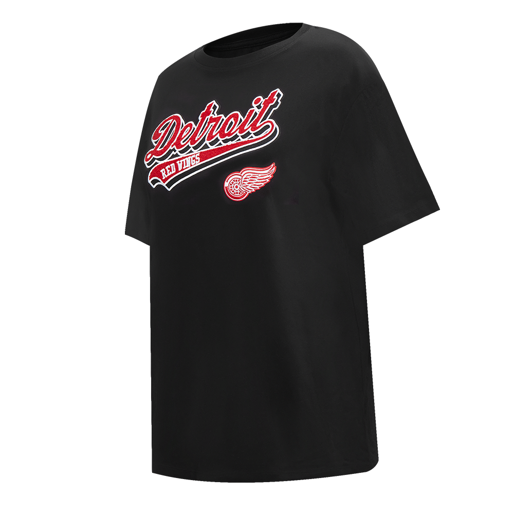 NHL DETROIT RED WINGS SCRIPT TAIL WOMEN'S BOYFRIEND TEE (BLACK)