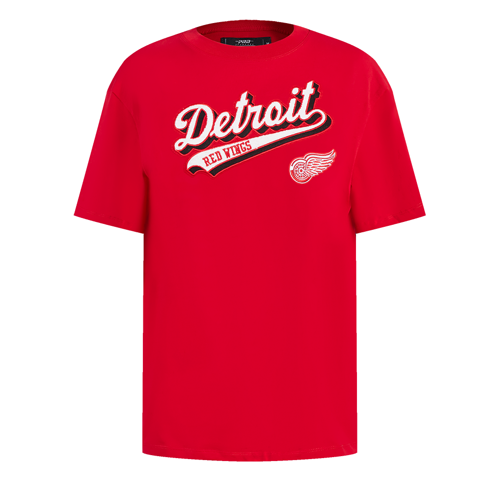 NHL DETROIT RED WINGS SCRIPT TAIL T-SHIRT DE COUPE BOYFRIEND POUR FEMME (ROUGE)