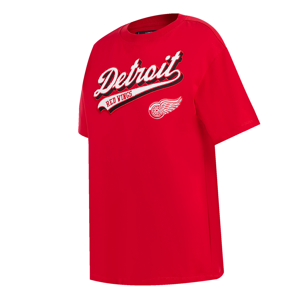 NHL DETROIT RED WINGS SCRIPT TAIL T-SHIRT DE COUPE BOYFRIEND POUR FEMME (ROUGE)