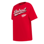 NHL DETROIT RED WINGS SCRIPT TAIL T-SHIRT DE COUPE BOYFRIEND POUR FEMME (ROUGE)